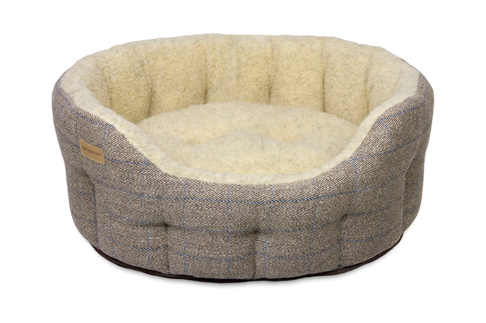 cuccia rotonda tweed cane